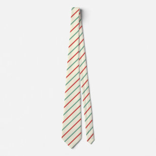 Retro Candy Cane Christmas Stripes Rood Groen Stropdas