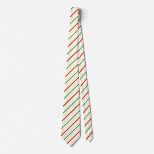 Retro Candy Cane Christmas Stripes Rood Groen Stropdas (Voorkant)