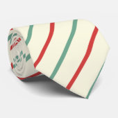 Retro Candy Cane Christmas Stripes Rood Groen Stropdas (Opgerold)
