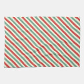 Retro Candy Cane Christmas Stripes Rood Groen Theedoek (Horizontaal)