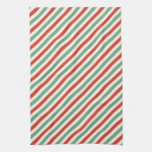 Retro Candy Cane Christmas Stripes Rood Groen Theedoek (Verticaal)