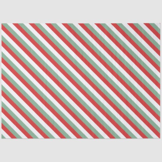Retro Candy Cane Gestreept Rood Groen Kerst Tissuepapier (Voorkant)