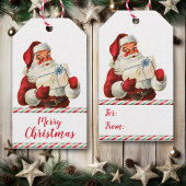 Retro Candy Cane Kerstman Kerstmis Cadeaulabel