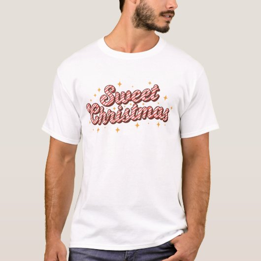 Retro Candy Cane Kersttrui | Zoete Feestdagen T-shirt (Voorkant)
