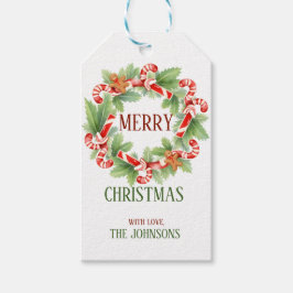  Retro Candy Cane Krans Kerstcadeau Label Cadeaulabel