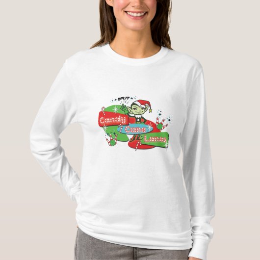 Retro Candy Cane Lanes Bowling Elf T-shirt (Voorkant)