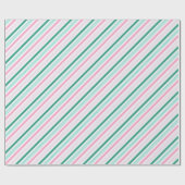 Retro  Candy Cane Stripes Roze Kerstmis Cadeaupapier (Vlak)