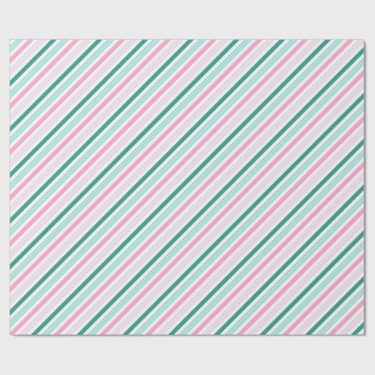 Retro  Candy Cane Stripes Roze Kerstmis Cadeaupapier (Vlak)