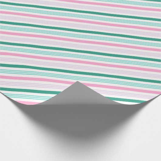 Retro Candy Cane Stripes Roze Kerstmis Cadeaupapier (Hoek)