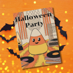 Retro Candy Corn Halloween-feest Uitnodiging in Gr