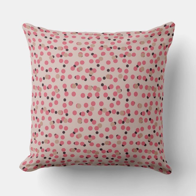 Retro Candy Floss Mid-Century Roze Stippen   Kussen (Voorkant)