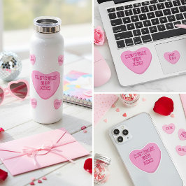 Retro Candy Heart Op Maat Roze Vinyl Sticker
