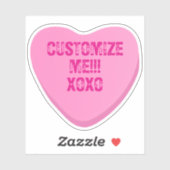 Retro Candy Heart Personalized Custom Pink Vinyl Sticker (Vel)