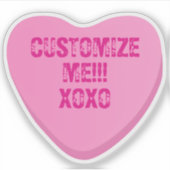Retro Candy Heart Personalized Custom Pink Vinyl Sticker (Voorkant)