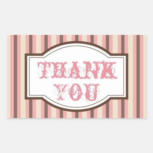 Retro Candy Stripe Bedankt Stickers (Voorkant)