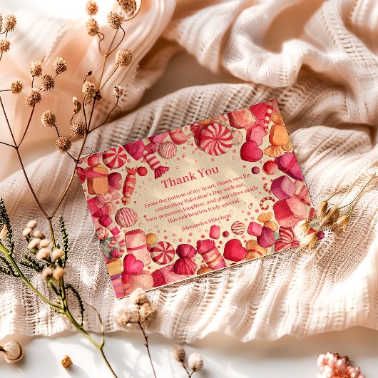 Retro Candy Sweets Valentijnsfeest Bedankkaart