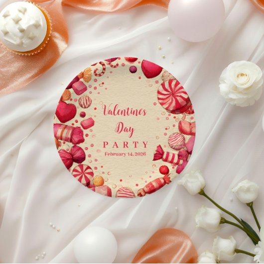 Retro Candy Sweets Valentijnsfeest Papieren Bordje
