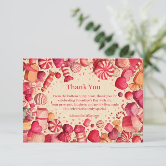 Retro Candy Sweets Valentine Party Bedankkaart (Staand voorkant)