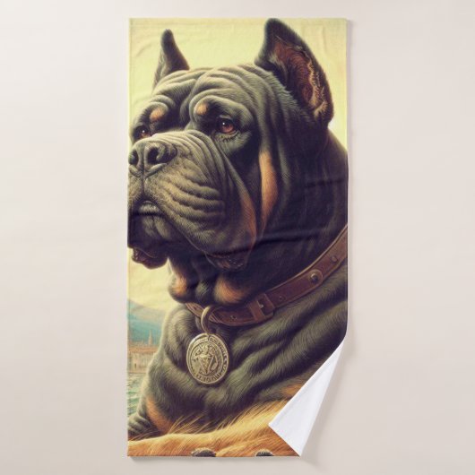 Retro Cane Corso Schilderen Badhanddoek (Badhanddoek)