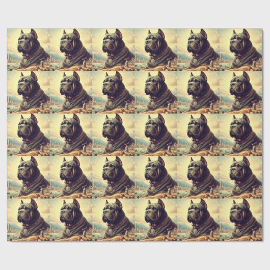 Retro Cane Corso Schilderen Cadeaupapier (Vlak)
