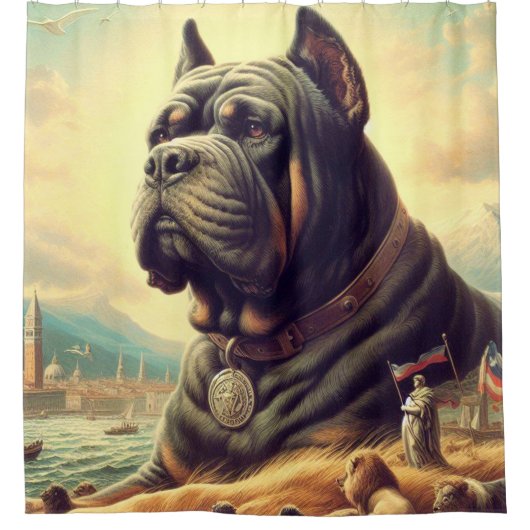 Retro Cane Corso Schilderen Douchegordijn (Voorkant)