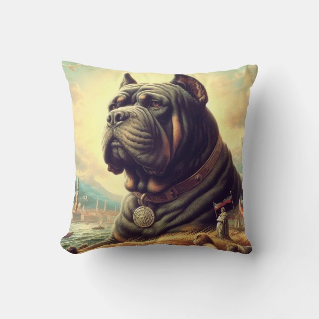 Retro Cane Corso Schilderen Kussen (Voorkant)