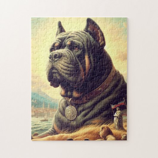 Retro Cane Corso Schilderen Legpuzzel (Verticaal)