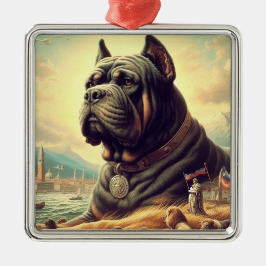 Retro Cane Corso Schilderen Metalen Ornament (Voorkant)