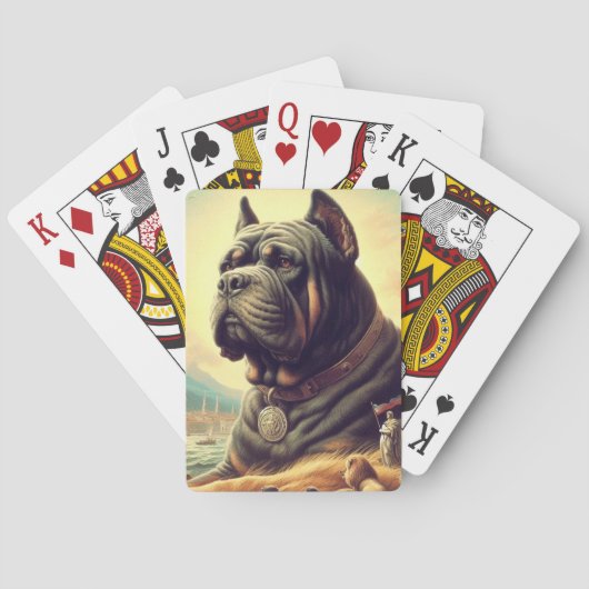 Retro Cane Corso Schilderen Pokerkaarten (Achterkant)