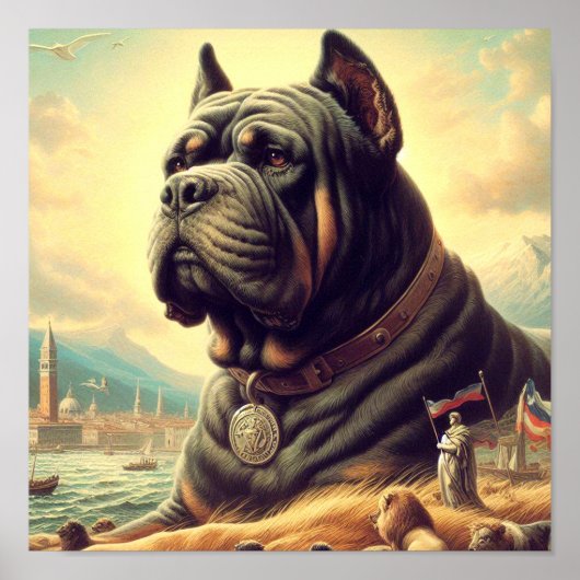 Retro Cane Corso Schilderen Poster (Voorkant)