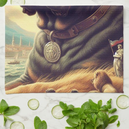 Retro Cane Corso Schilderen Theedoek (Gevouwen)