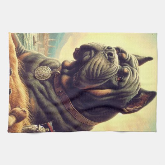 Retro Cane Corso Schilderen Theedoek (Horizontaal)