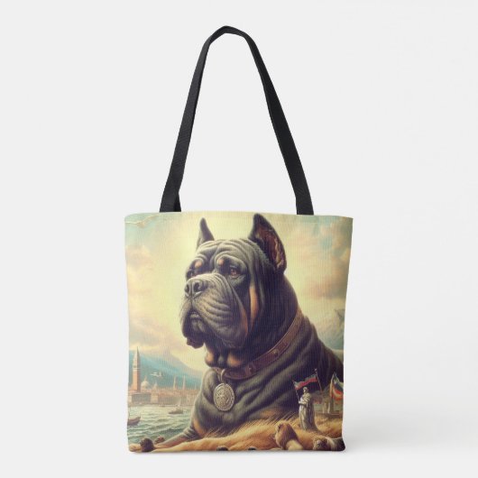 Retro Cane Corso Schilderen Tote Bag (Achterkant)
