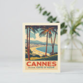 Retro Cannes Frankrijk Reisposter Strand Briefkaart (Staand voorkant)