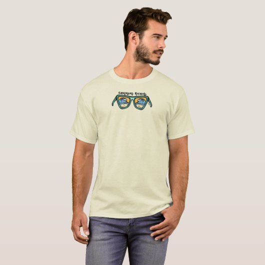 Retro Cannon Beach aan beide zijden kunstwerk. T-shirt (Voorkant volledig)