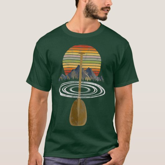Retro Canoe Paddle bij Rafting T-shirt (Voorkant)