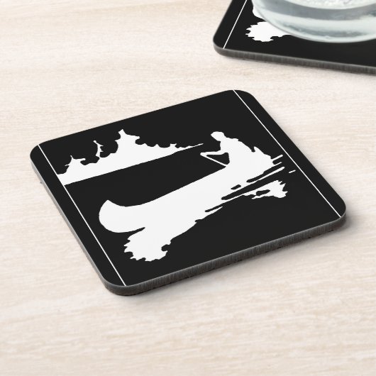 Retro Canoe Silhouette Bier Onderzetter (Linkerzijde)