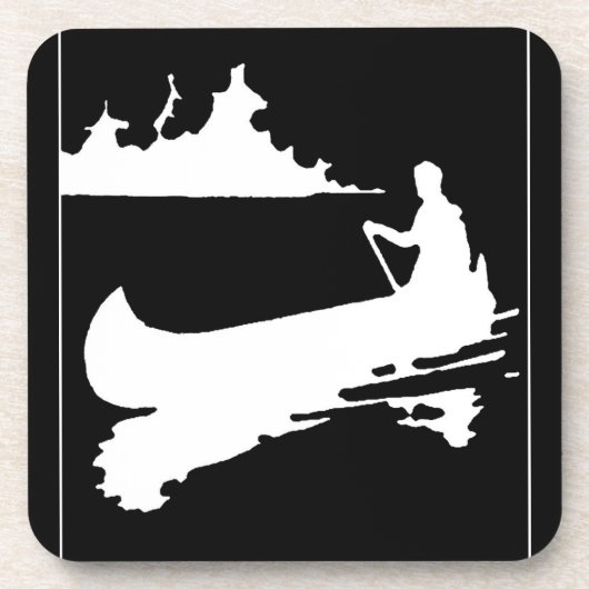 Retro Canoe Silhouette Bier Onderzetter (Voorkant)