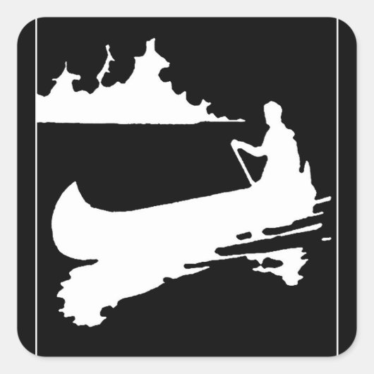 Retro Canoe Silhouette Vierkante Sticker (Voorkant)