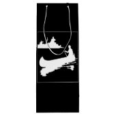 Retro Canoe Silhouette Wijn Cadeautas (Achterkant)