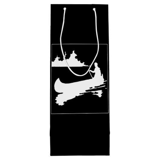 Retro Canoe Silhouette Wijn Cadeautas (Achterkant)
