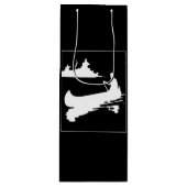 Retro Canoe Silhouette Wijn Cadeautas (Voorkant)