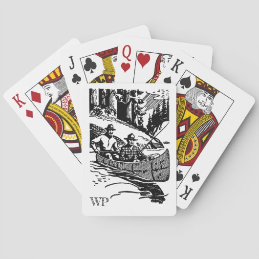 Retro Canoeing Monogram Pokerkaarten (Achterkant)