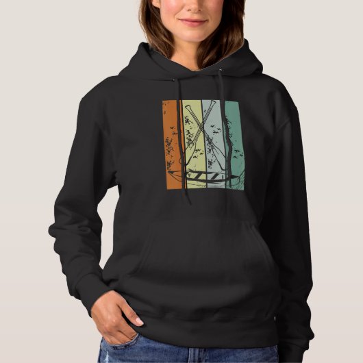 Retro Canoeing Paddle Paddling Canoeist Kayak Kaya Hoodie (Voorkant)