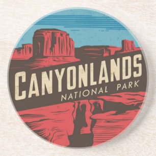 Retro Canyonlands National Park Reisembleem Zandsteen Onderzetter