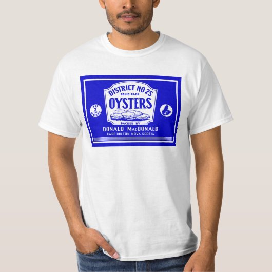 Retro Cape Breton Oysters Label T-Shirt - Blauw (Voorkant)