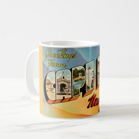 Retro Cape May NJ ansichtkaart Koffiemok (Voorkant links)