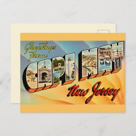 Retro Cape May NJ Briefkaart (Voorkant / Achterkant)