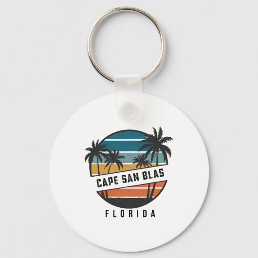 Retro Cape San Blas Florida Surfplank Surfen Sleutelhanger (Voorkant)
