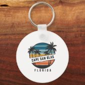 Retro Cape San Blas Florida Surfplank Surfen Sleutelhanger (Voorkant)